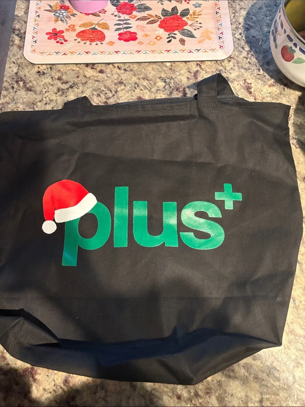 Plus+ Black Tote Duffel Bag with Green Logo
